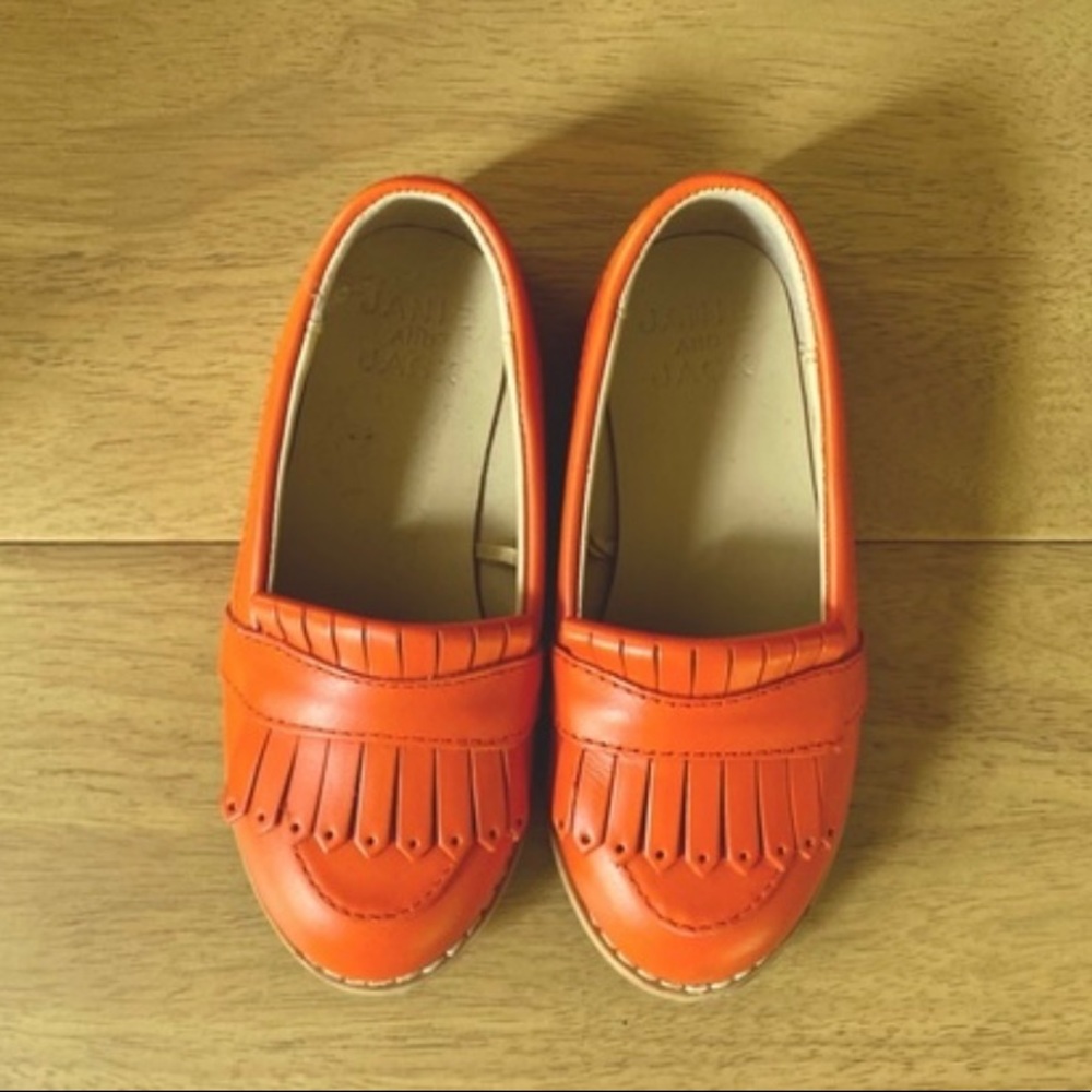 Janie and Jack Persimmon Orange Fringe Loafers, size 8 (toddler). Worn once.